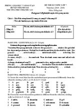 Đề thi Olympic môn Tiếng Anh Lớp 7 - Năm học 2014-2015 - Trường THCS Thanh Cao (Có đáp án)